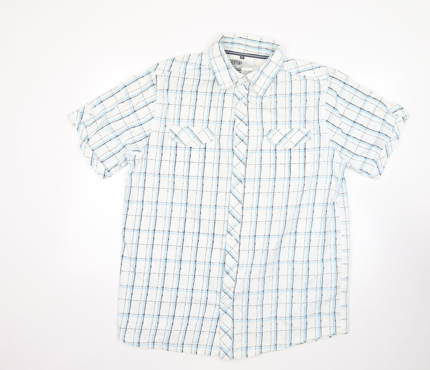 store twenty one Mens Multicoloured Check Cotton  Button-Up Size XL Collared