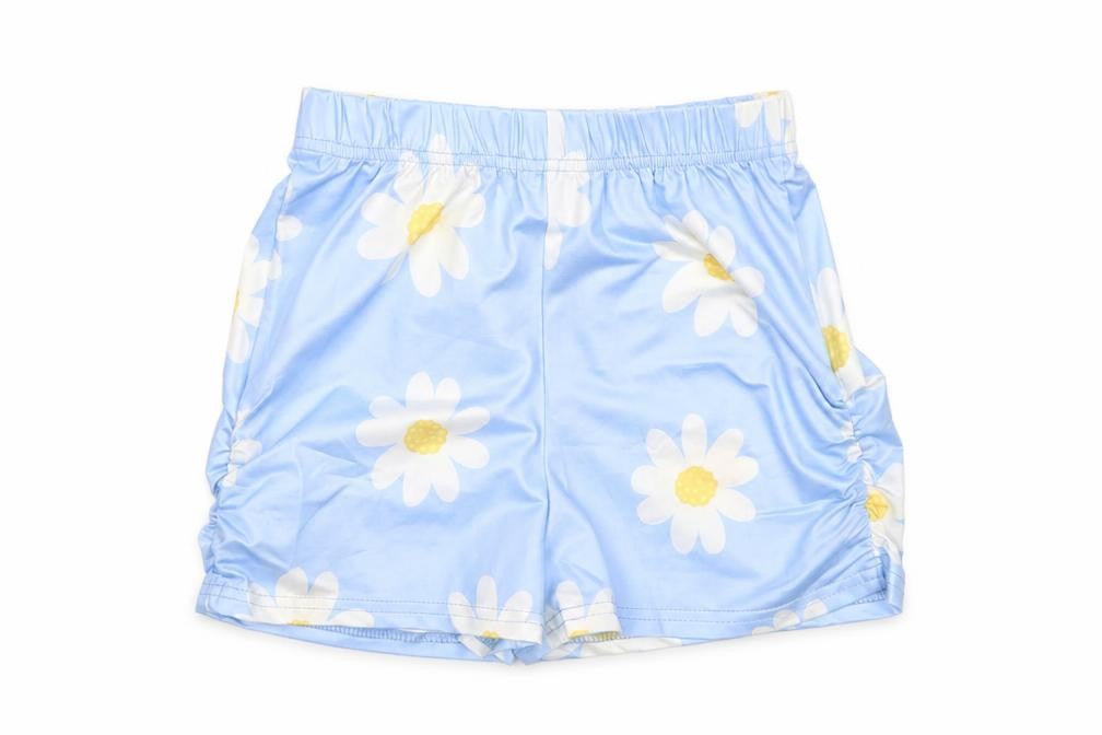 Front view of SHEIN girls’ multicoloured floral polyester cut-off shorts, size 9, years regular