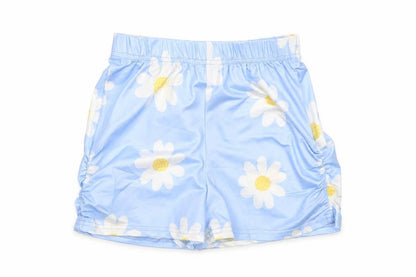 Front view of SHEIN girls’ multicoloured floral polyester cut-off shorts, size 9, years regular