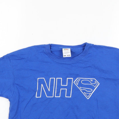 Fruit of the Loom Boys Blue  100% Cotton Basic T-Shirt Size 7-8 Years Round Neck  - nhs