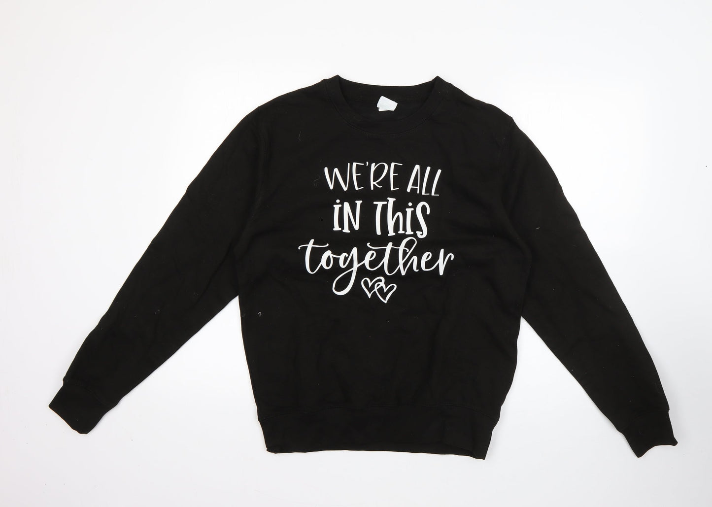 Awdis Mens Black Round Neck  Cotton Pullover Jumper Size S