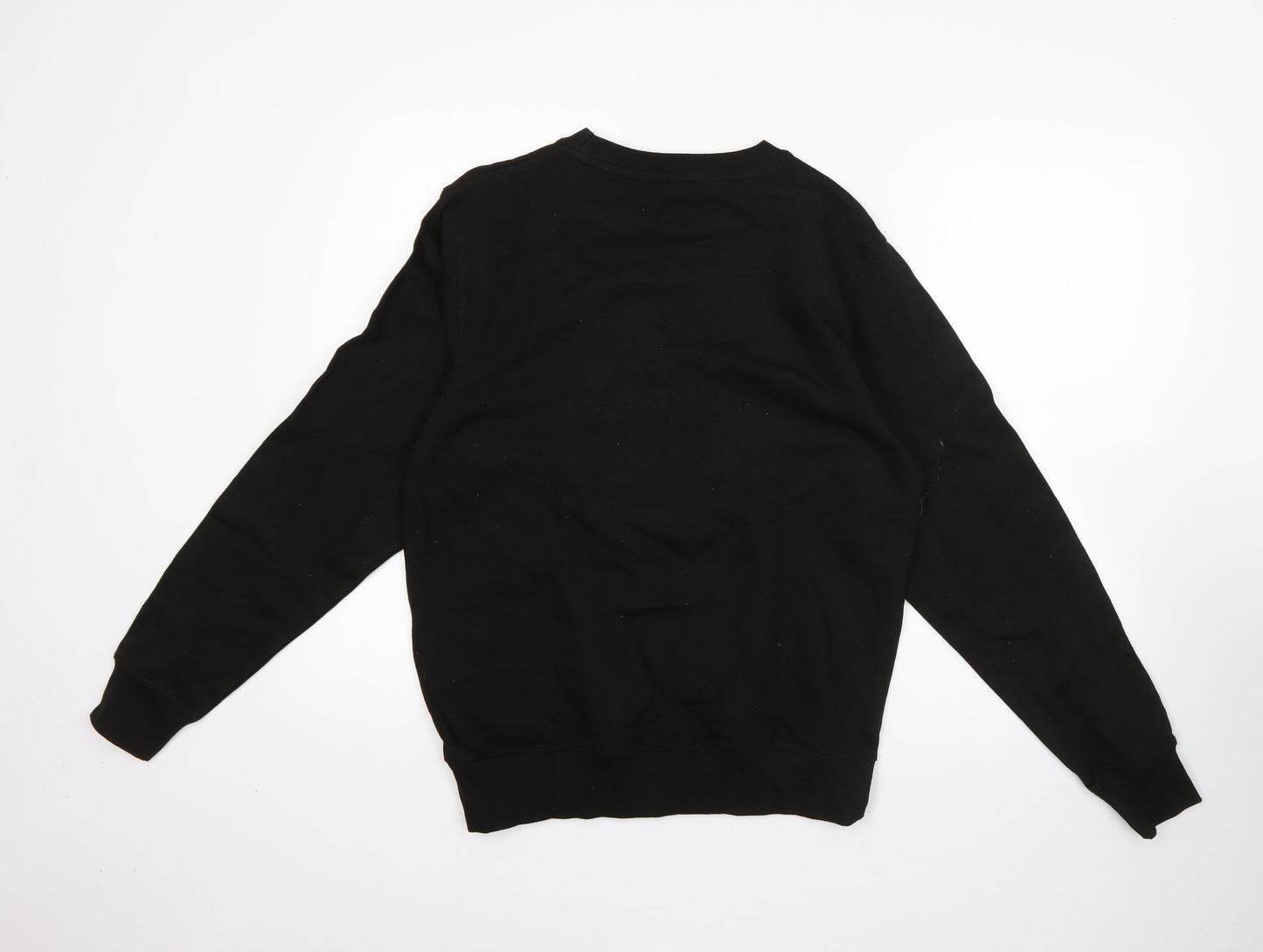 Awdis Mens Black Round Neck  Cotton Pullover Jumper Size S