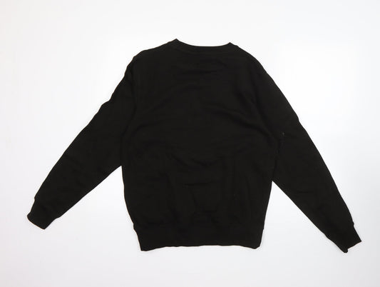 Awdis Mens Black Round Neck  Cotton Pullover Jumper Size S