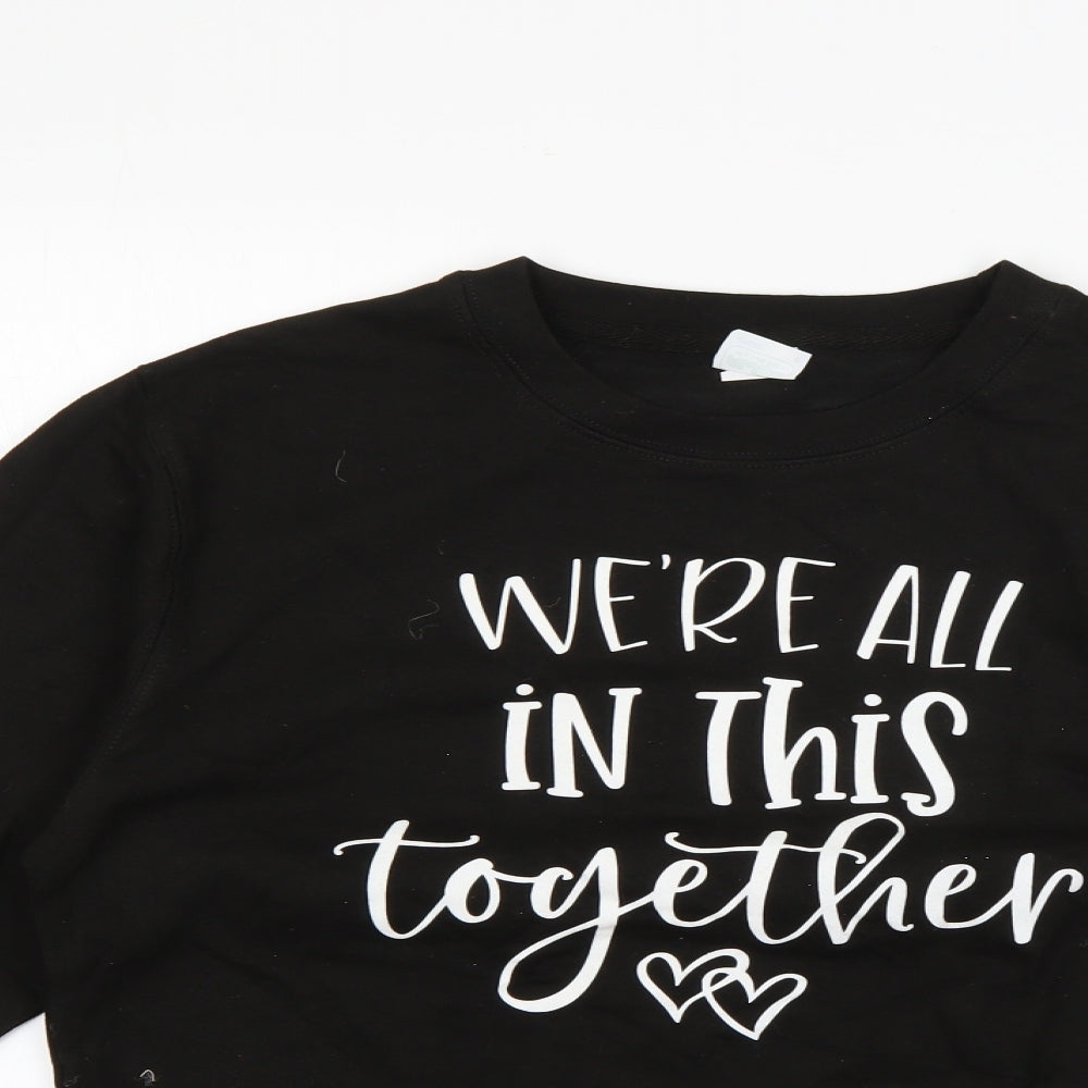 Awdis Mens Black Round Neck  Cotton Pullover Jumper Size S