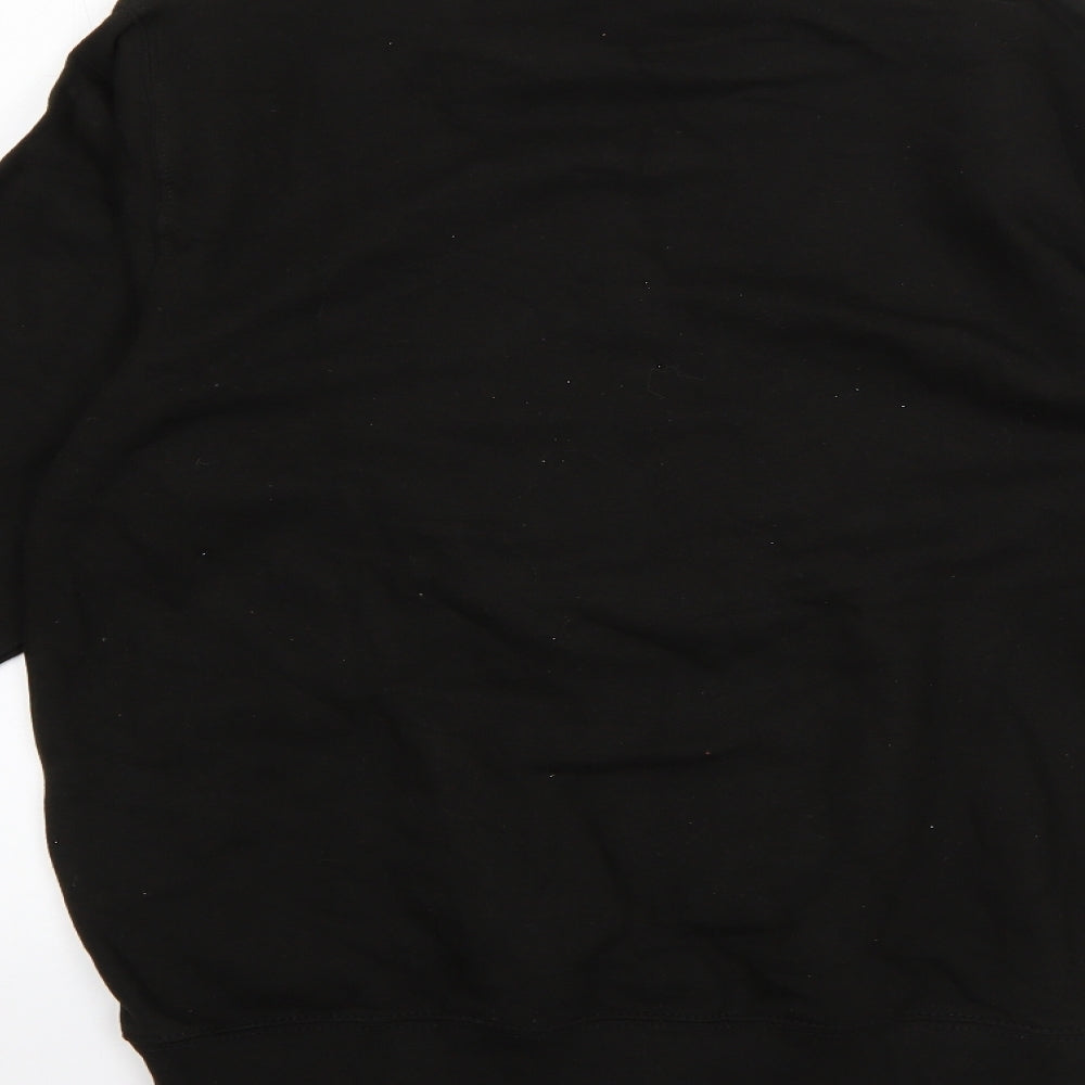 Awdis Mens Black Round Neck  Cotton Pullover Jumper Size S