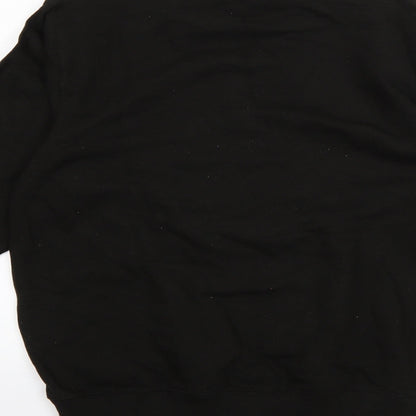 Awdis Mens Black Round Neck  Cotton Pullover Jumper Size S