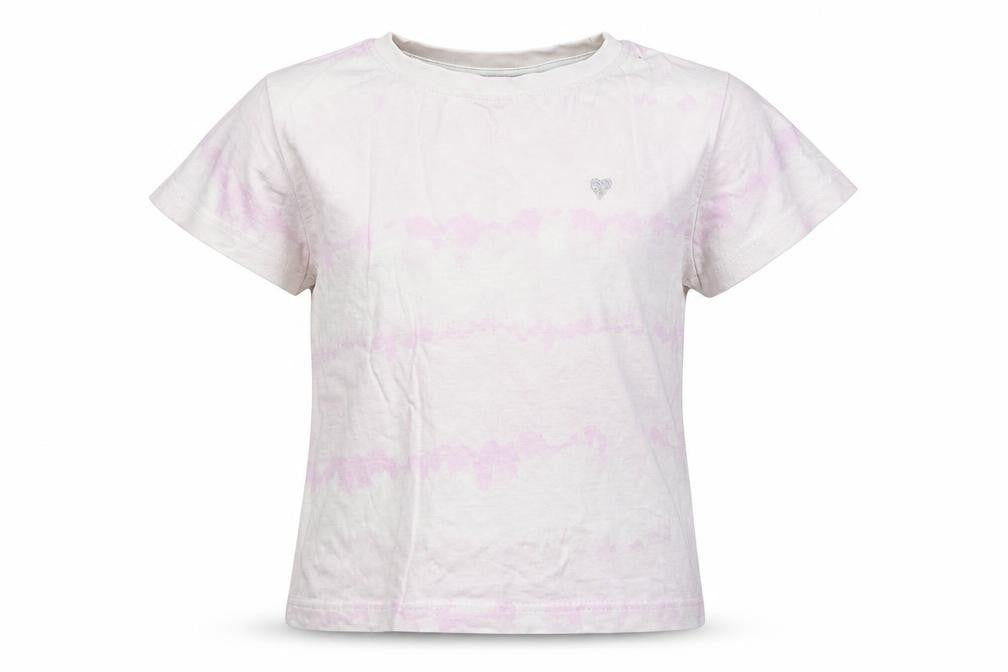 Front view of Matalan girls’ multicoloured geometric 100% cotton basic t-shirt, size 9, years round neck