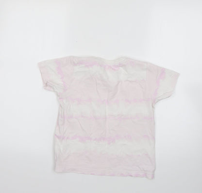 Matalan Girls Multicoloured Geometric 100% Cotton Basic T-Shirt Size 9 Years Round Neck