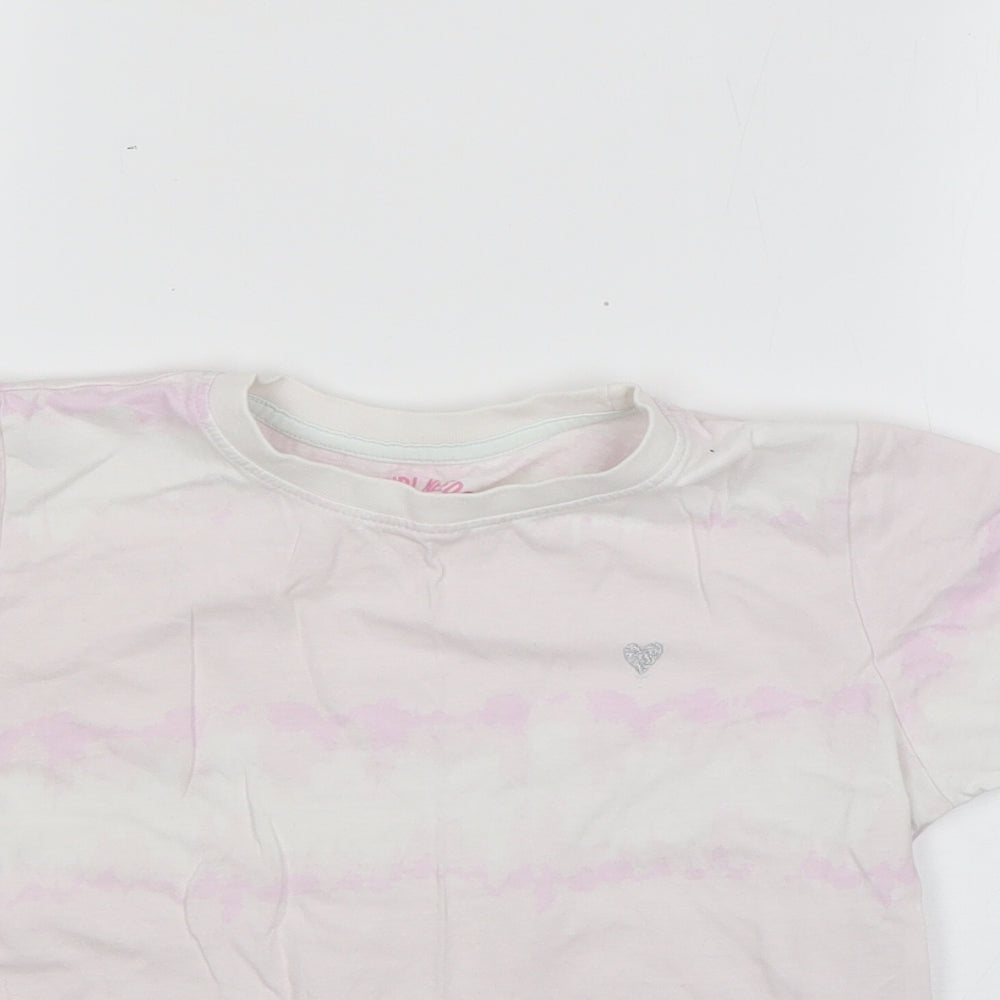 Matalan Girls Multicoloured Geometric 100% Cotton Basic T-Shirt Size 9 Years Round Neck