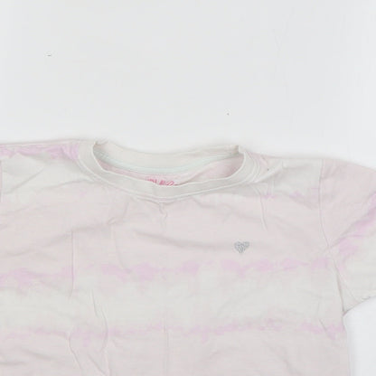 Matalan Girls Multicoloured Geometric 100% Cotton Basic T-Shirt Size 9 Years Round Neck