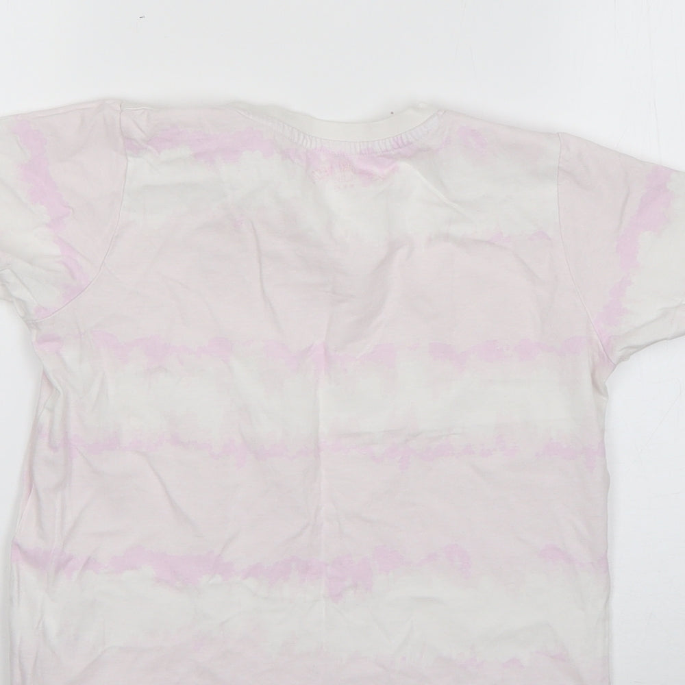 Matalan Girls Multicoloured Geometric 100% Cotton Basic T-Shirt Size 9 Years Round Neck