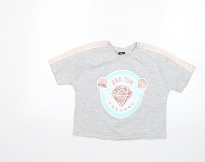 George Girls Multicoloured Geometric Polyester Basic T-Shirt Size 10-11 Years Round Neck
