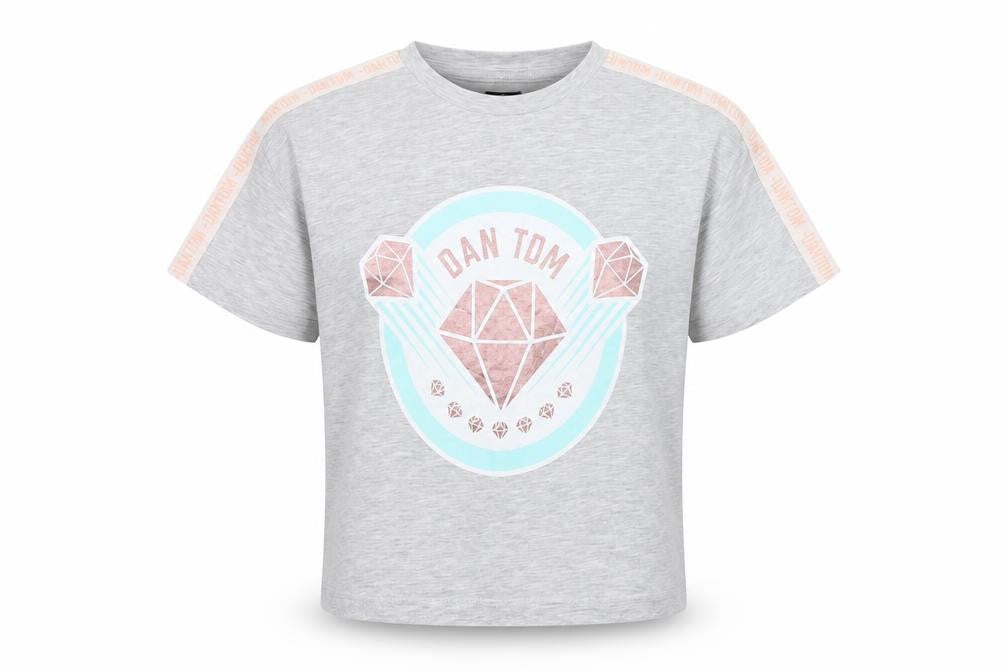 Front view of George girls’ multicoloured geometric polyester basic t-shirt, size 10-11, years round neck