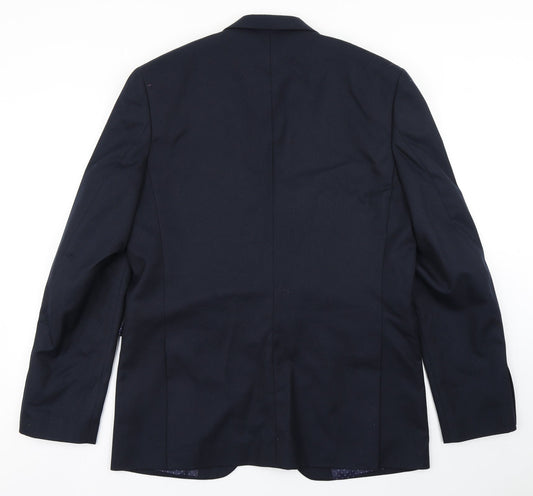 Cedar Wood State Mens Blue  Polyester Jacket Blazer Size 42