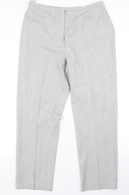 Womens UK Size 18 Agenda Regular Fit Dress Pants Silver Trousers