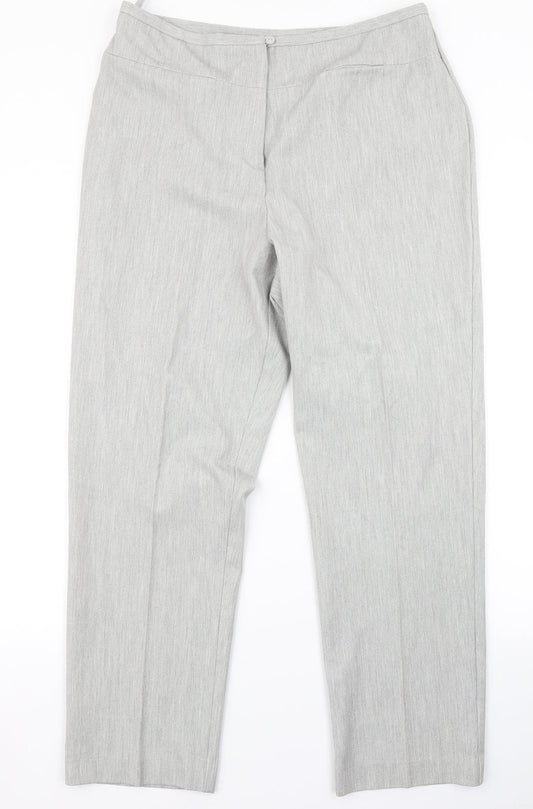 Womens UK Size 18 Agenda Regular Fit Dress Pants Silver Trousers
