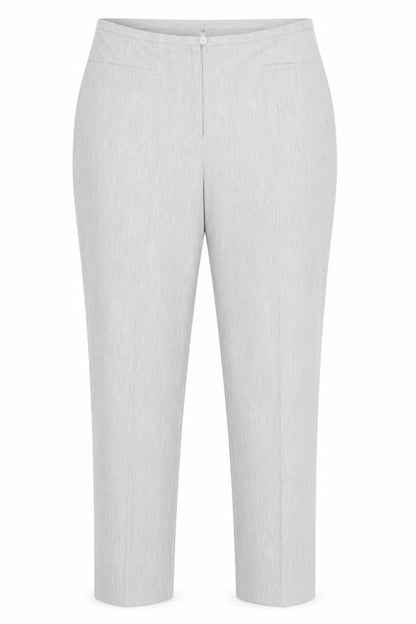 Front view of Agenda women’s silver polyester dress pants trousers, size UK 18, 28-inch leg regular button