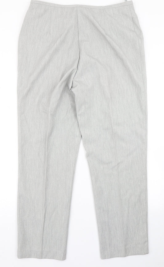 Womens UK Size 18 Agenda Regular Fit Dress Pants Silver Trousers