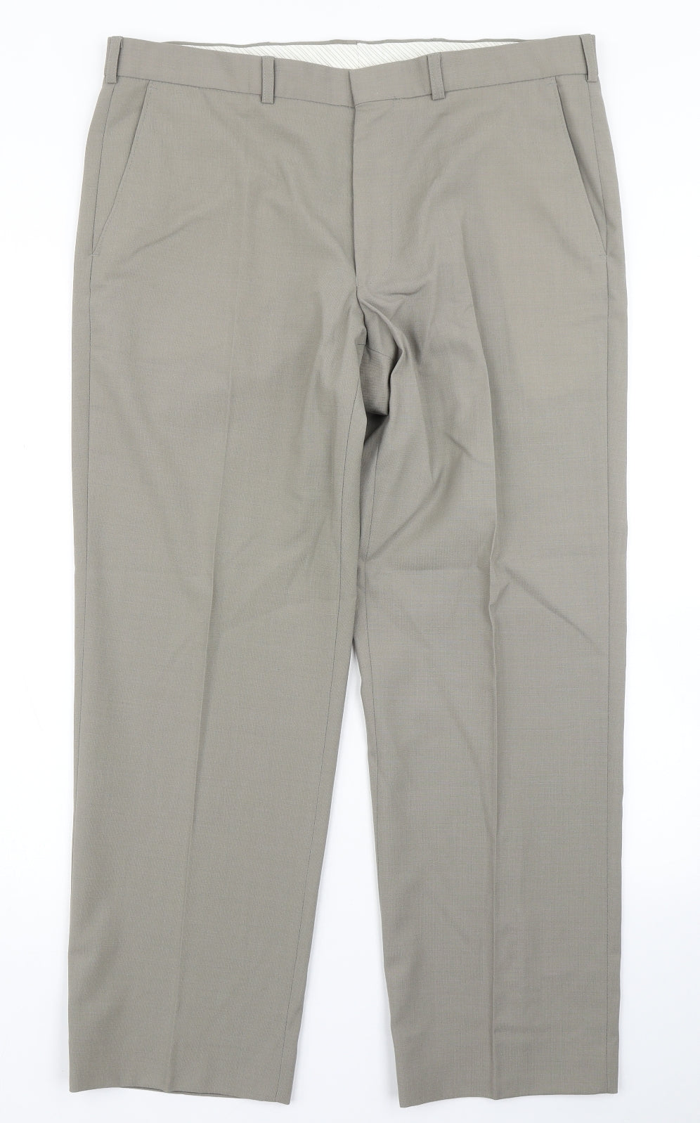 Marks & Spencer Mens Brown  Polyester Dress Pants Trousers Size 34 in L29 in Regular Hook & Eye