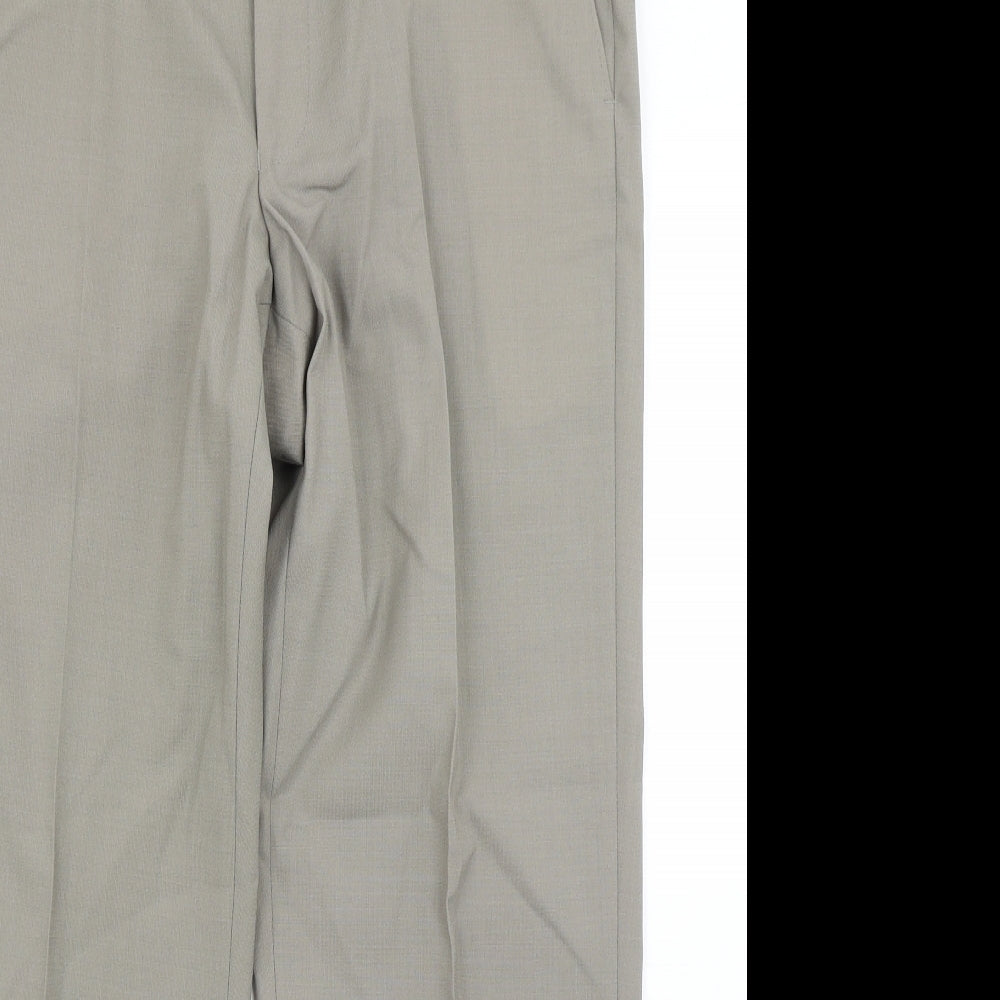 Marks & Spencer Mens Brown  Polyester Dress Pants Trousers Size 34 in L29 in Regular Hook & Eye