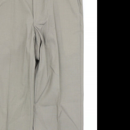 Marks & Spencer Mens Brown  Polyester Dress Pants Trousers Size 34 in L29 in Regular Hook & Eye