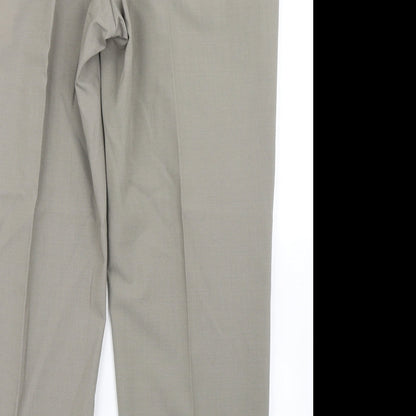 Marks & Spencer Mens Brown  Polyester Dress Pants Trousers Size 34 in L29 in Regular Hook & Eye