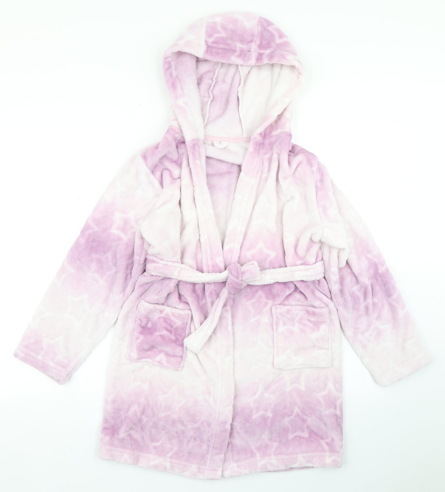 Matalan Girls Purple Spotted Polyester Top Robe Size 11 Years  Tie - Ombre