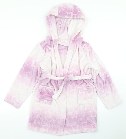 Matalan Girls Purple Spotted Polyester Top Robe Size 11 Years  Tie - Ombre