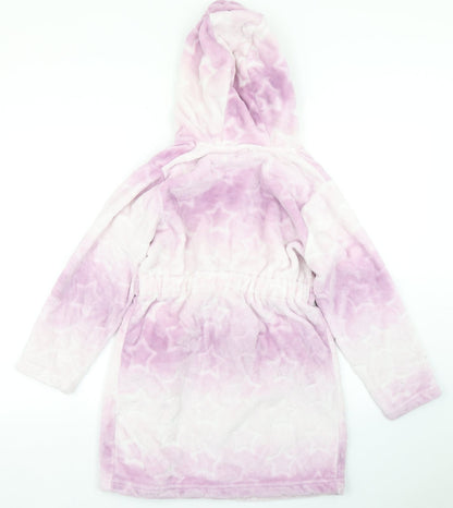 Matalan Girls Purple Spotted Polyester Top Robe Size 11 Years  Tie - Ombre