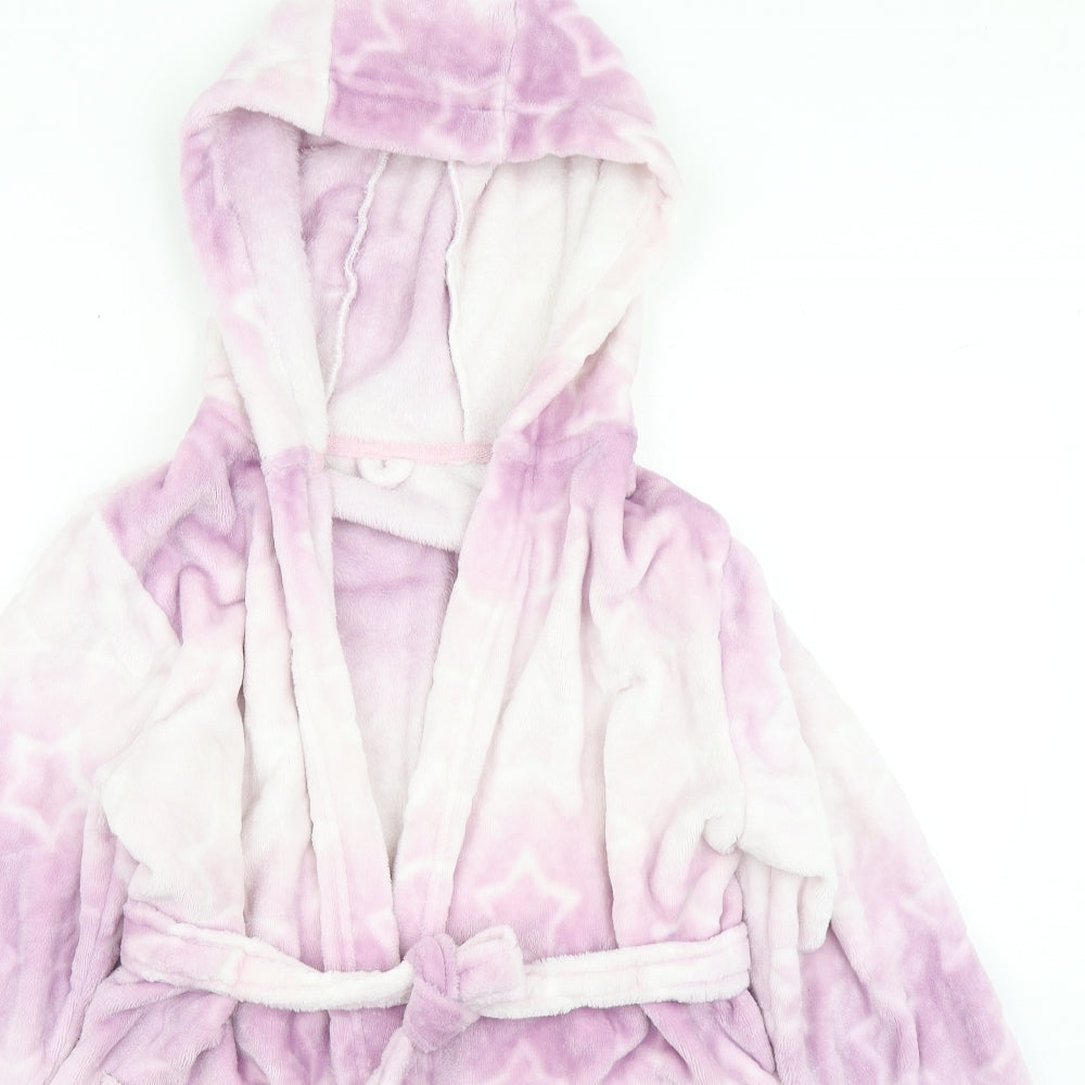 Matalan Girls Purple Spotted Polyester Top Robe Size 11 Years  Tie - Ombre