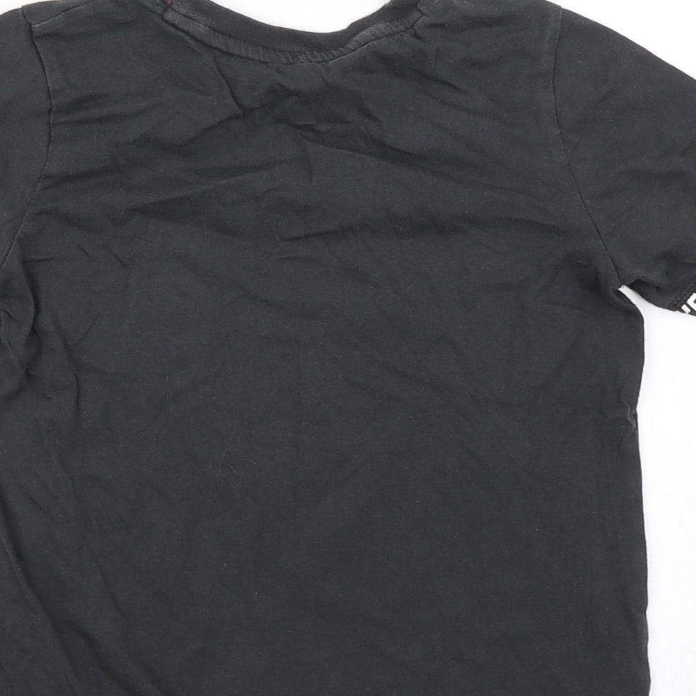 George Boys Black  Cotton Basic T-Shirt Size 5-6 Years Crew Neck  - Game Over