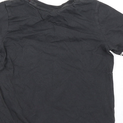 George Boys Black  Cotton Basic T-Shirt Size 5-6 Years Crew Neck  - Game Over
