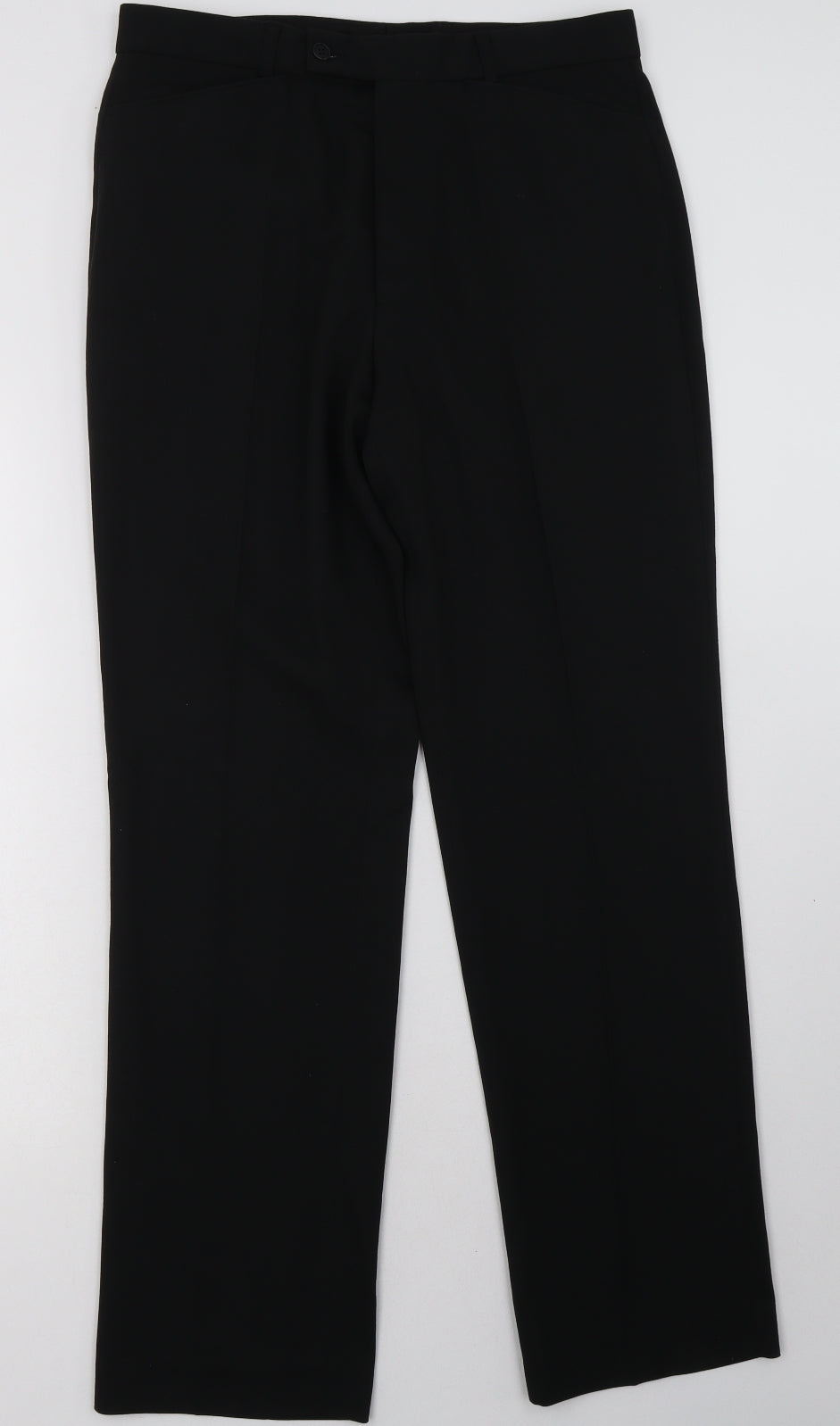 Preworn Mens Black  Polyester Capri Trousers Size 32 L32 in Regular Button