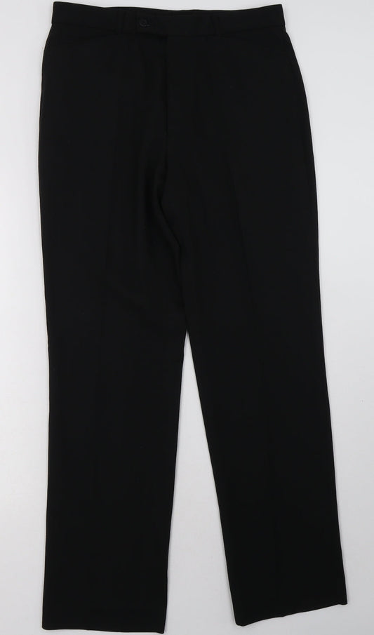 Preworn Mens Black  Polyester Capri Trousers Size 32 L32 in Regular Button