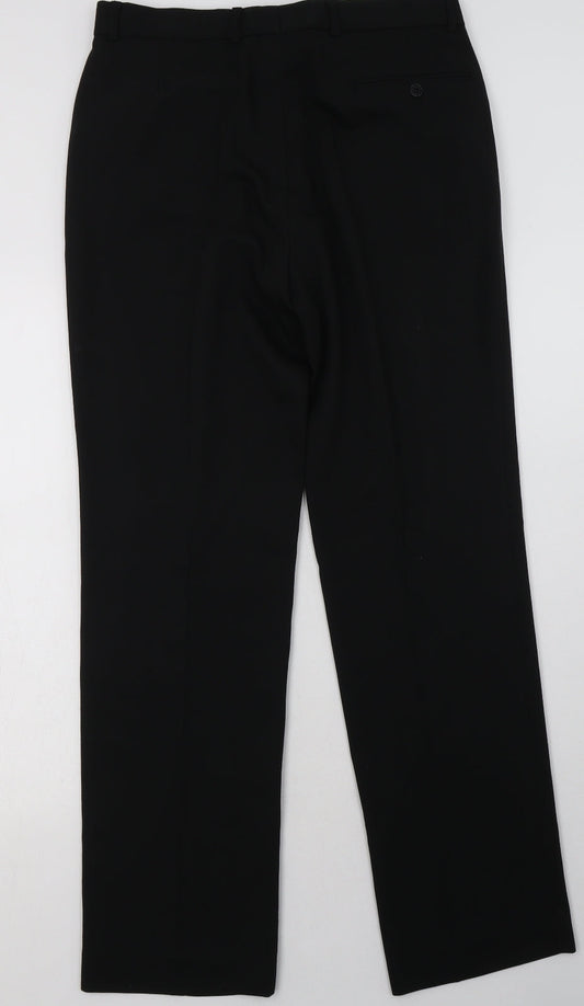 Preworn Mens Black  Polyester Capri Trousers Size 32 L32 in Regular Button