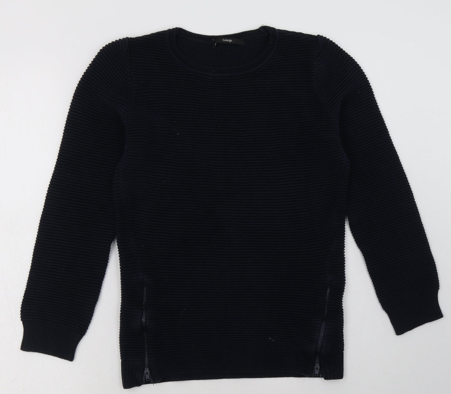 George Girls Blue  Cotton Pullover Sweatshirt Size 11-12 Years  Pullover - side zips