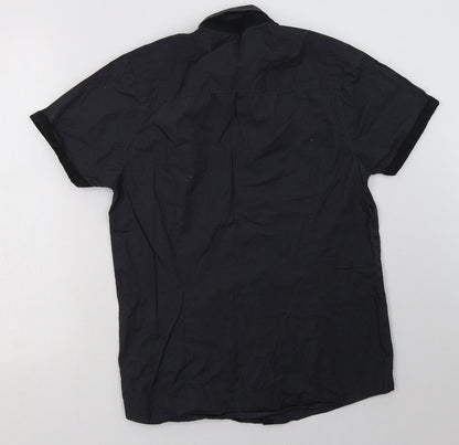 Mens UK Size S Peacocks Blue  Button-Up Short Sleeve Casual Shirt