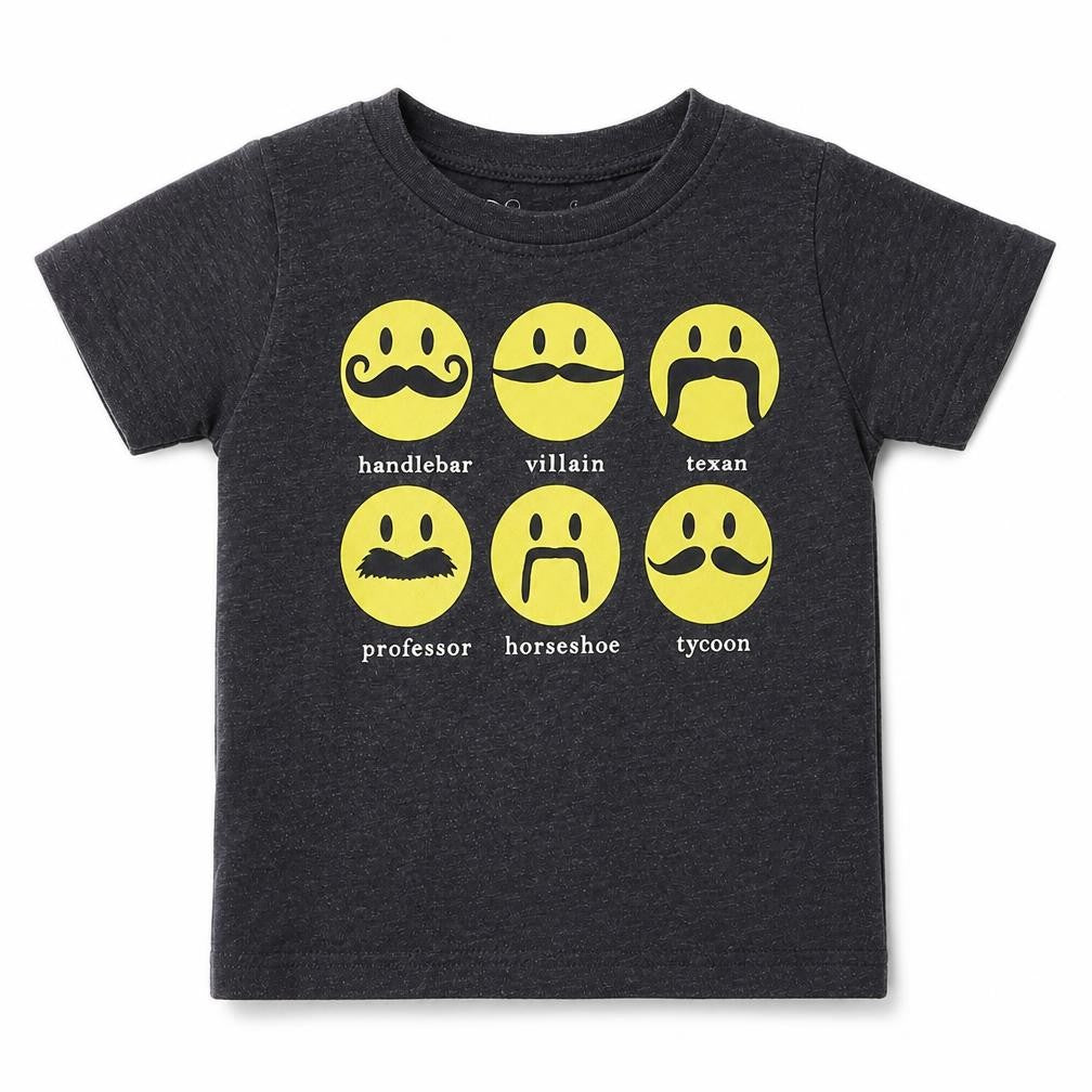 Front view of hullabaloo boys’ grey geometric cotton basic t-shirt, size 3-4, years crew neck pullover