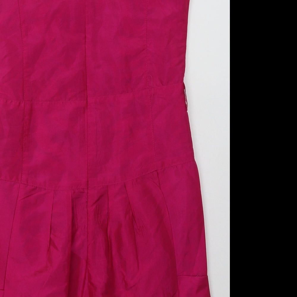 Boohoo Womens Pink  Polyester A-Line  Size 10  Square Neck Zip