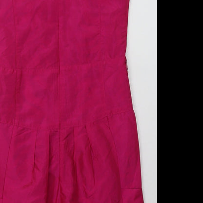 Boohoo Womens Pink  Polyester A-Line  Size 10  Square Neck Zip