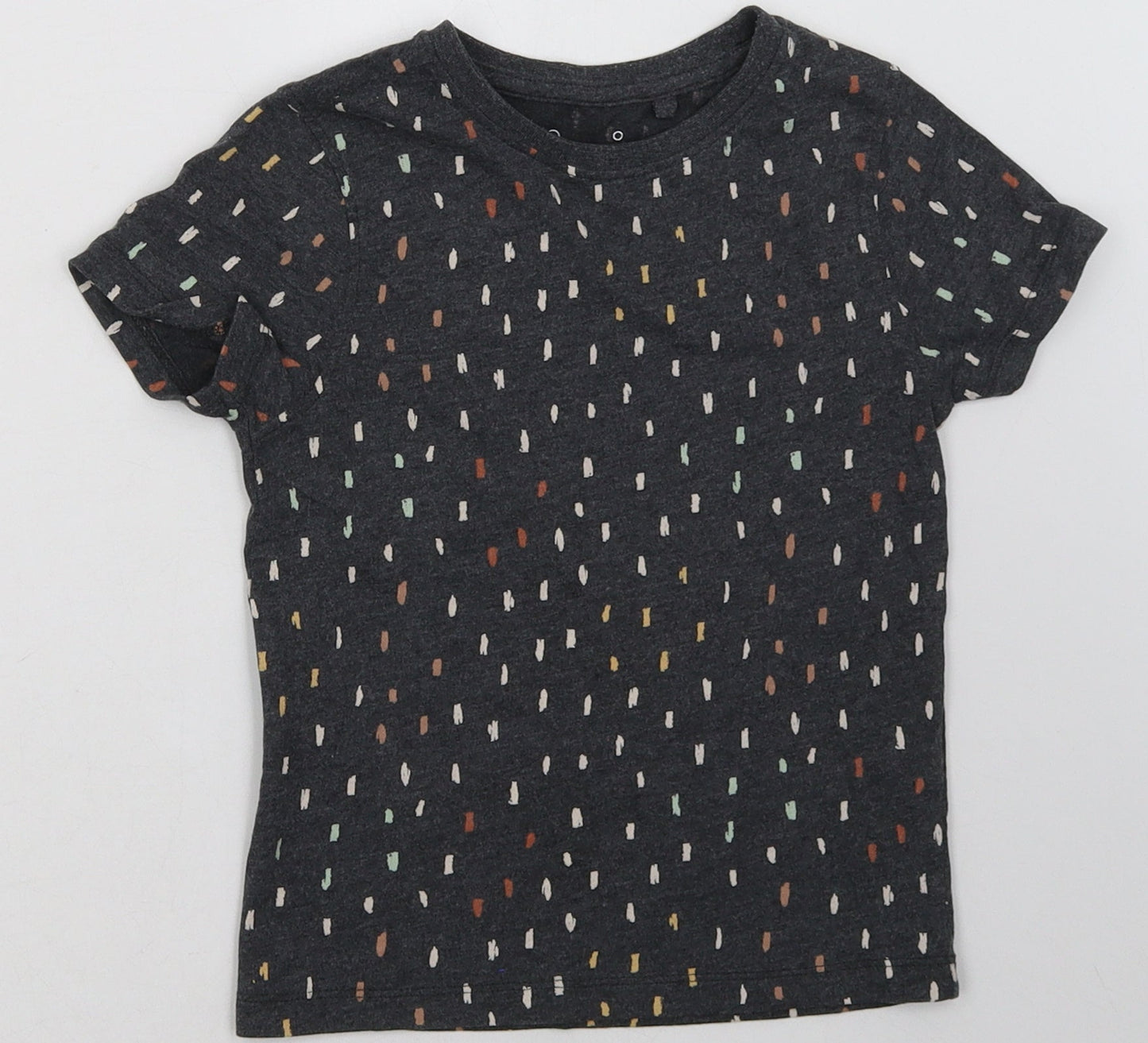 hullabaloo Girls Grey Polka Dot Cotton Basic T-Shirt Size 5-6 Years Crew Neck Pullover