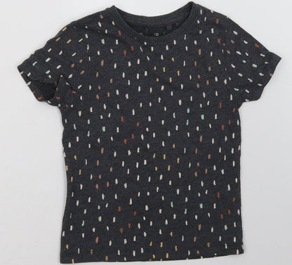hullabaloo Girls Grey Polka Dot Cotton Basic T-Shirt Size 5-6 Years Crew Neck Pullover