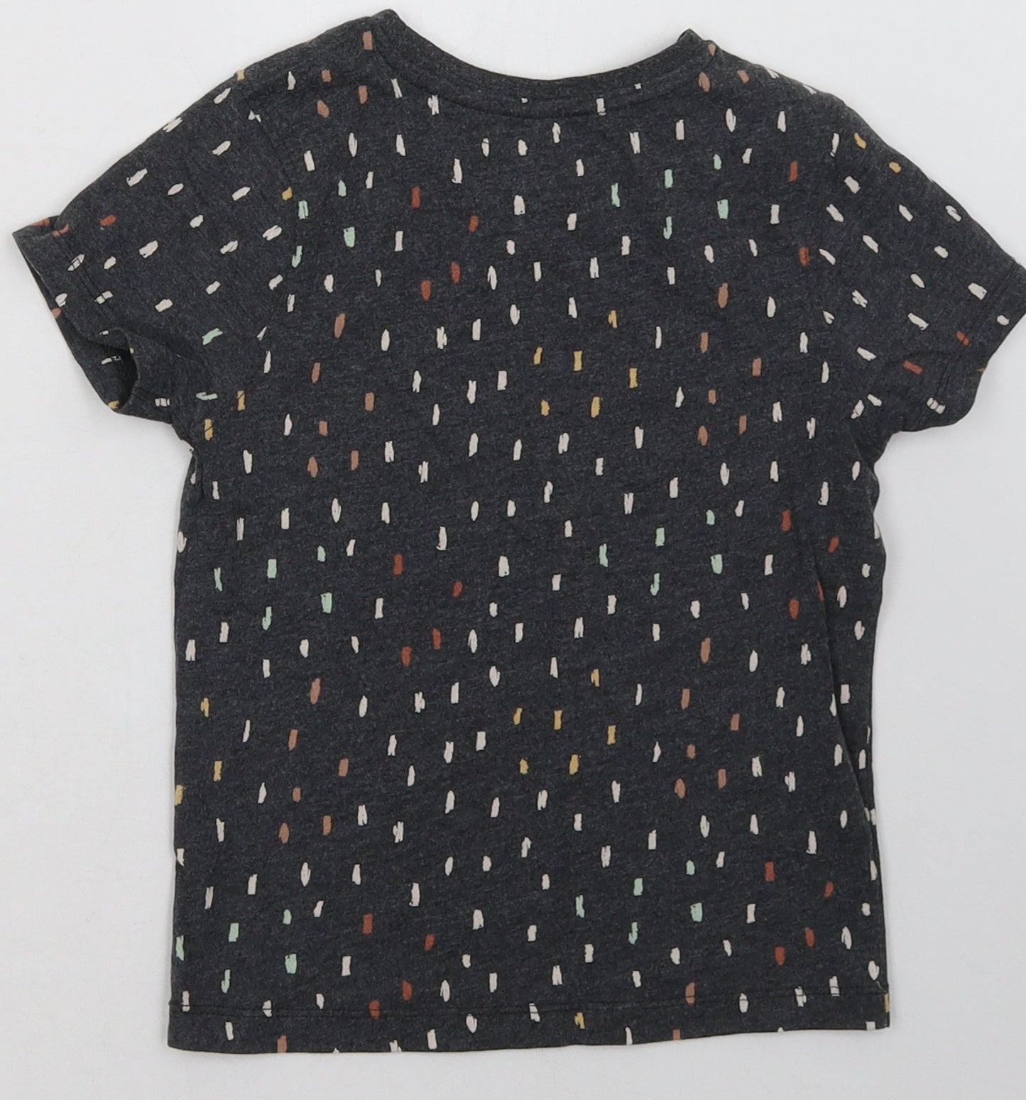 hullabaloo Girls Grey Polka Dot Cotton Basic T-Shirt Size 5-6 Years Crew Neck Pullover