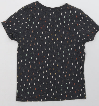 hullabaloo Girls Grey Polka Dot Cotton Basic T-Shirt Size 5-6 Years Crew Neck Pullover