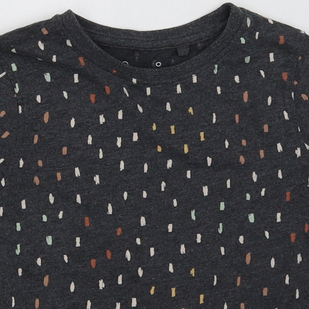 hullabaloo Girls Grey Polka Dot Cotton Basic T-Shirt Size 5-6 Years Crew Neck Pullover