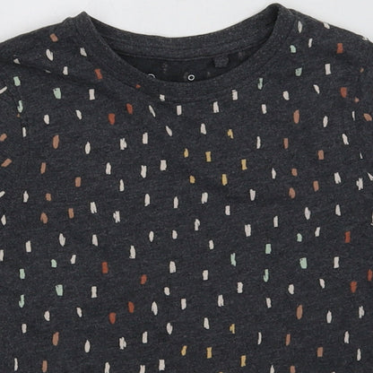 hullabaloo Girls Grey Polka Dot Cotton Basic T-Shirt Size 5-6 Years Crew Neck Pullover
