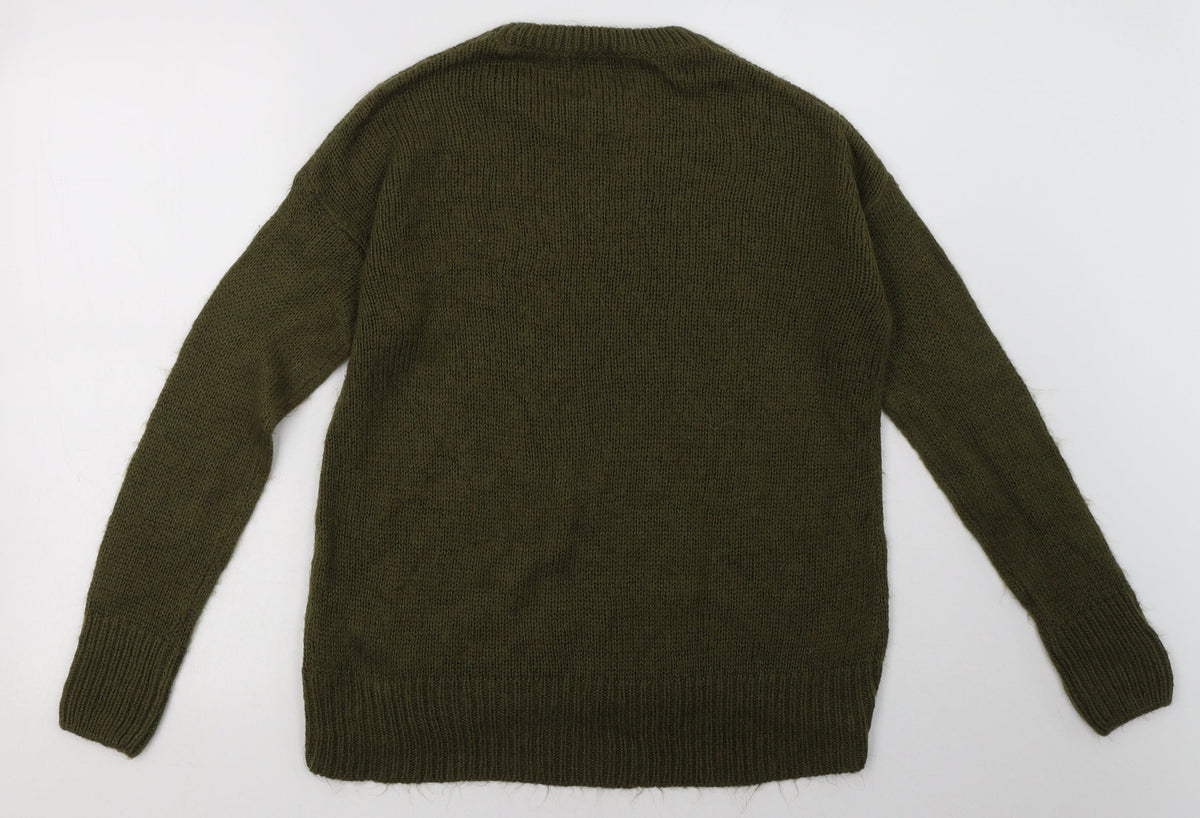 New Look Womens Green  Acrylic Pullover Sweatshirt Size S  Pullover