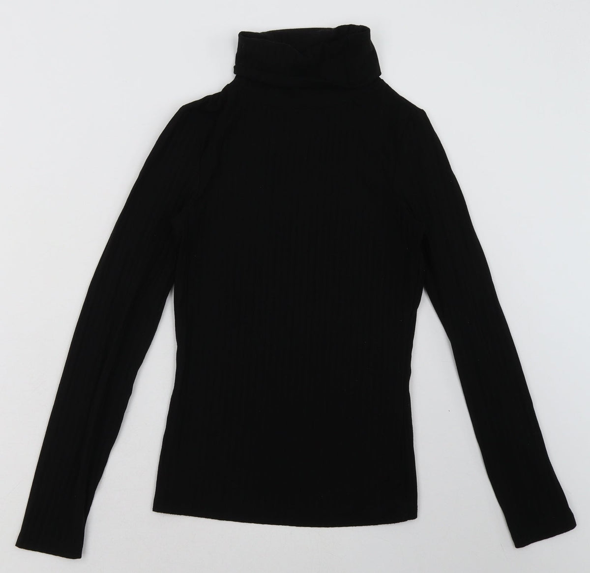 Additional front view of New Look women’s black polyester pullover sweatshirt, size UK 8, pullover