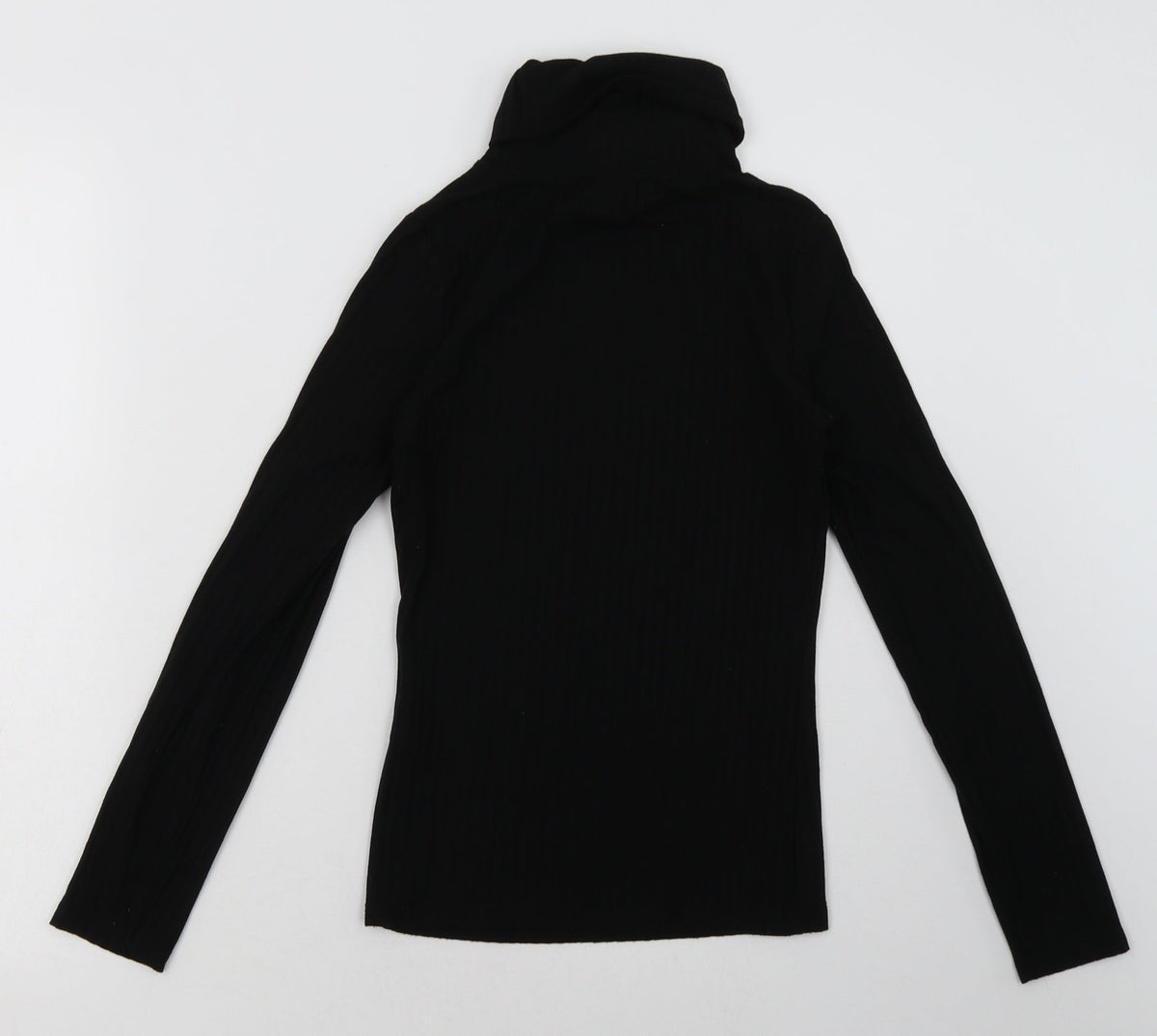 Back view of New Look women’s black polyester pullover sweatshirt, size UK 8, pullover