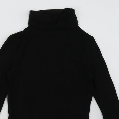 Close-up detail of New Look women’s black polyester pullover sweatshirt, size UK 8, pullover